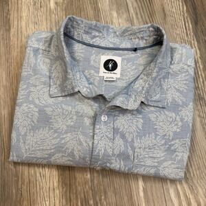 Toes on the Nose Blue Tropical Leaf Print Resortcore Vacation Shirt Men's XL